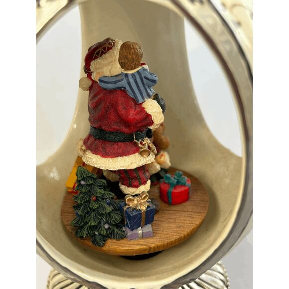 Sankyo Revolving Musical Christmas Egg, Santa & Children, Silver Toned - Picture 3 of 10